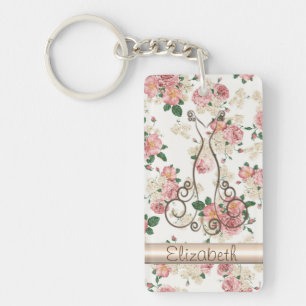 Porte-clés Robe élégante adorable, motif floral-personnalisé