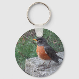 Porte-clés Robin Photo Nom manuscrit personnalisé