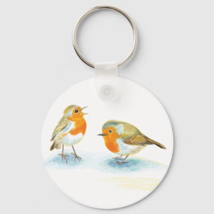 Porte-clés Robins rouges en hiver