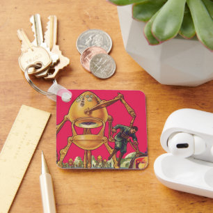 Porte-clés Robot Alien de Science-Fiction Vintage Capturant u