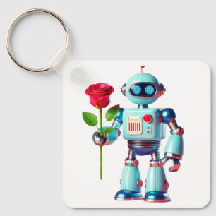 Porte-clés Robot avec Rose