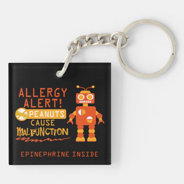 Porte-clés Robot d'orange d'alerte d'allergie d'arachide de (Dos)