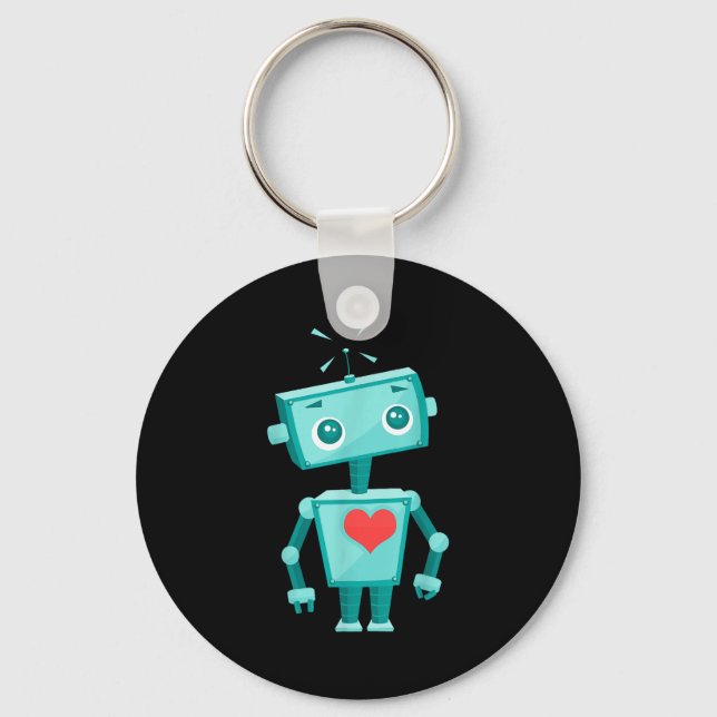 Porte-clés Robot Heart Valentine's Day For Kids Girls  (Recto)