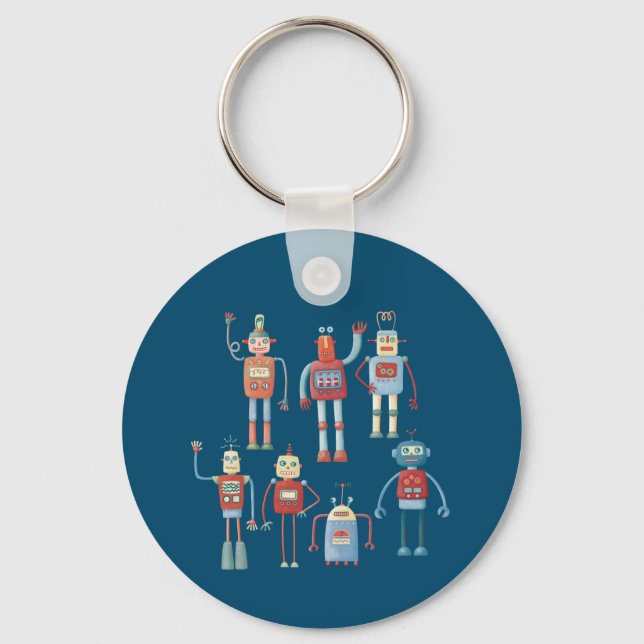 Porte-clés Robots rétro style des années 1950 (Recto)
