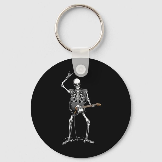 Porte-clés Rock Et Roll De Skeleton Guitariste (Recto)