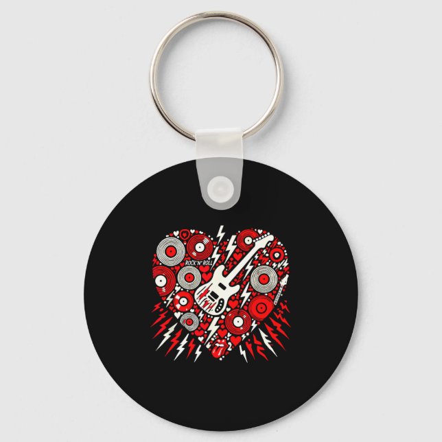 Porte-clés Rock N Roll Music Heart Valentine Rock Music Women (Recto)
