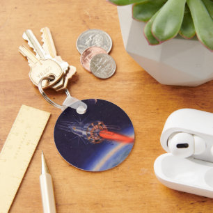 Porte-clés Rocket de science-fiction vintage dans l'espace su