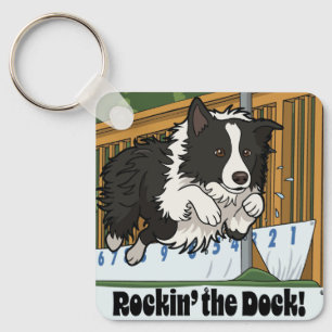 Porte-clés Rockin’ the Dock! Border Collie Plongeon sur Quai 