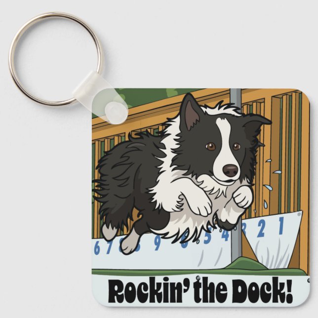 Porte-clés Rockin’ the Dock! Border Collie Plongeon sur Quai  (Recto)