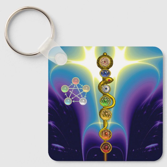 PORTE-CLÉS ROD OF ASCLEPIUS 7 CHAKRAS,YOGA ,SPIRITUAL ENERGY (Recto)