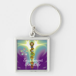 PORTE-CLÉS ROD OF ASCLEPIUS 7 CHAKRAS,YOGA ,SPIRITUAL ENERGY