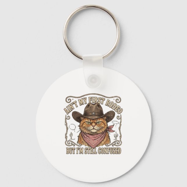 Porte-clés Rodéo de Chat Cowboy Dégarni (Recto)