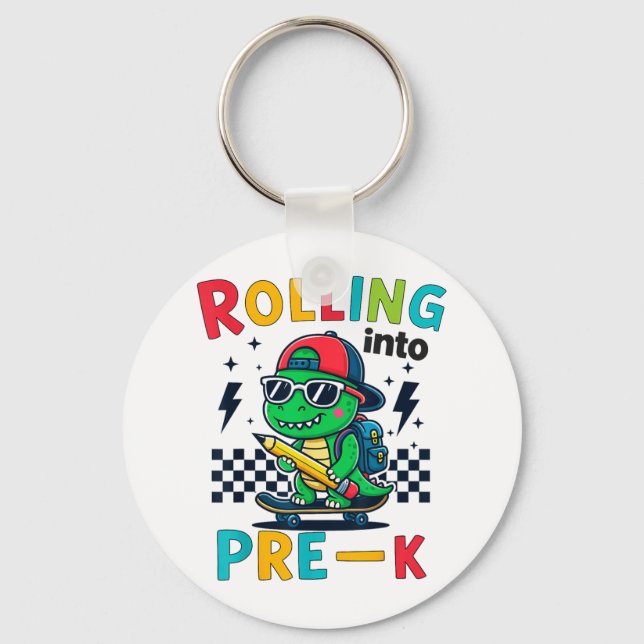 Porte-clés Rollin Dans Pré K Dinosaure Premier Jour Pré k Im  (Recto)