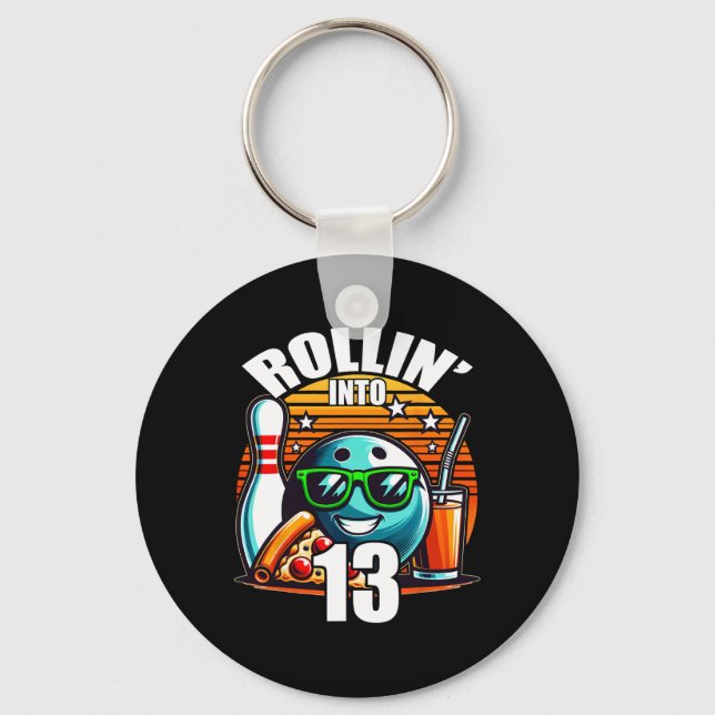 Porte-clés Rollin Into 13 Bowling Anniversaire fête 13e anniv (Recto)