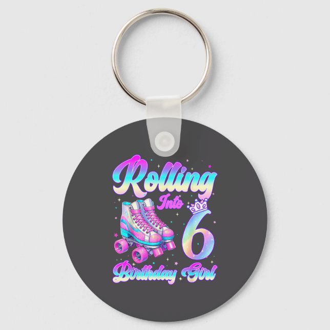 Porte-clés Rolling Into 6 Year Old Roller Skating 6th Birthda (Recto)