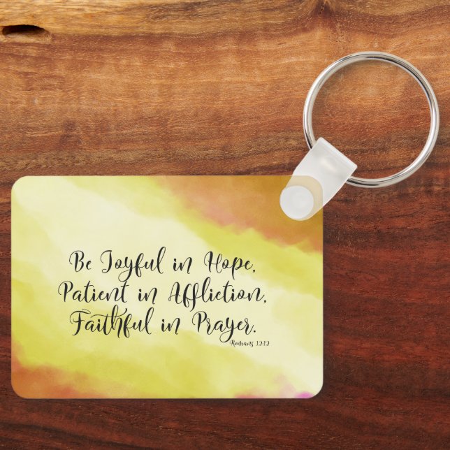 Porte-clés Romains 12:12 Soyez Joyeux dans l'espérance Bible  (Recto)