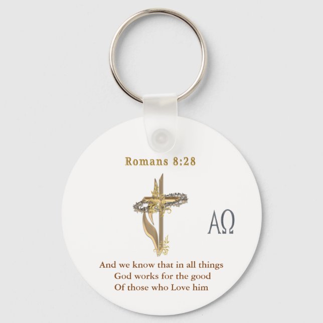 Porte-clés Romains 8:28 (Recto)