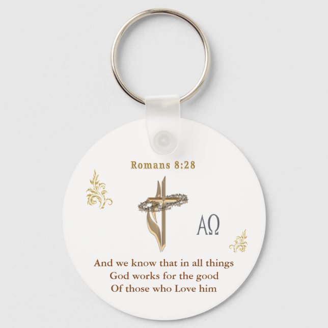 Porte-clés Romains 8:28 (Recto)
