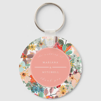 Porte-clés Romantic Floral soft Pink Green peach  Classic 