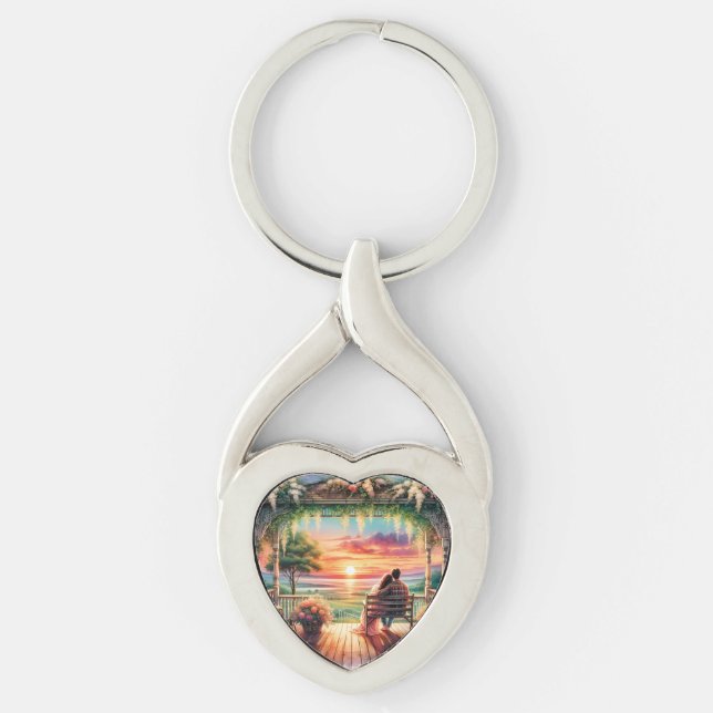 Porte-clés Romantic Sunset Porch View Illustration (Devant)