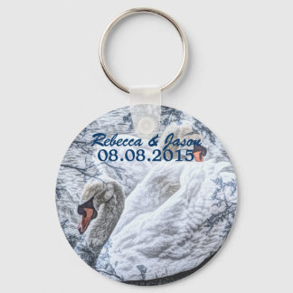 Porte-clés romantic winter lake white swan wedding