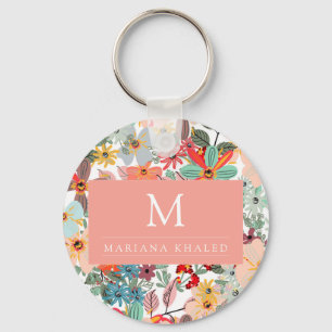 Porte-clés Romantique Floral doux rose vert pêche classique