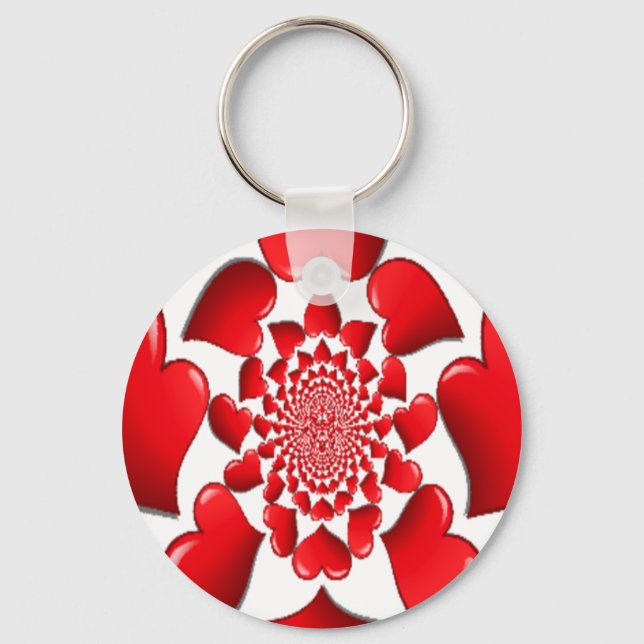 Porte-clés Romantique Red Hearts Art Motif Imprimer (Recto)