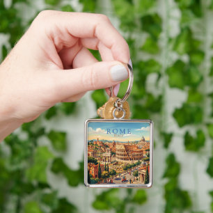 Porte-clés Rome Italie Colisée Voyage Art Vintage