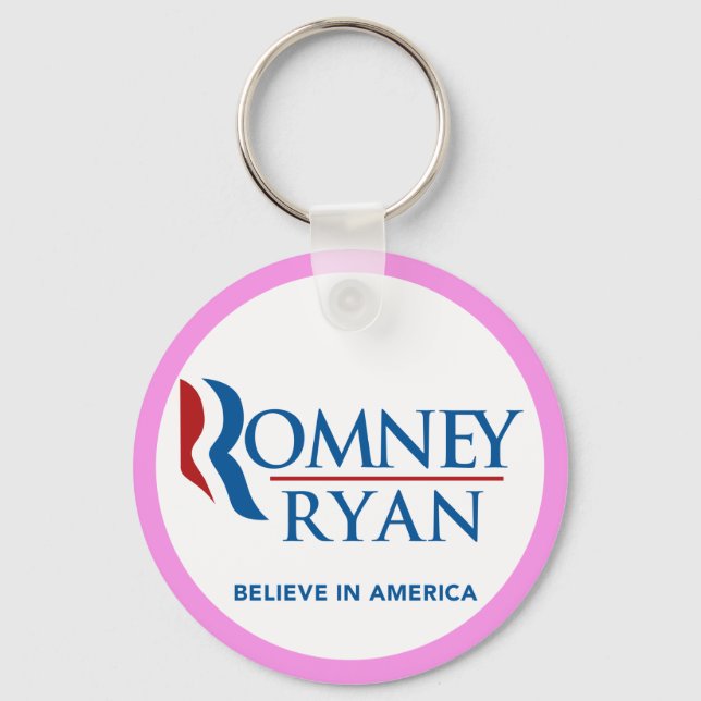Porte-clés Romney Ryan Croit En Amérique Ronde (Frontière Ros (Recto)