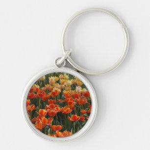 Porte-clés rond aux tulipes