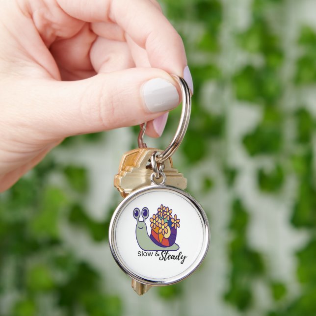 Porte-clés rond avec escargot-cadeau pour conducte (main)