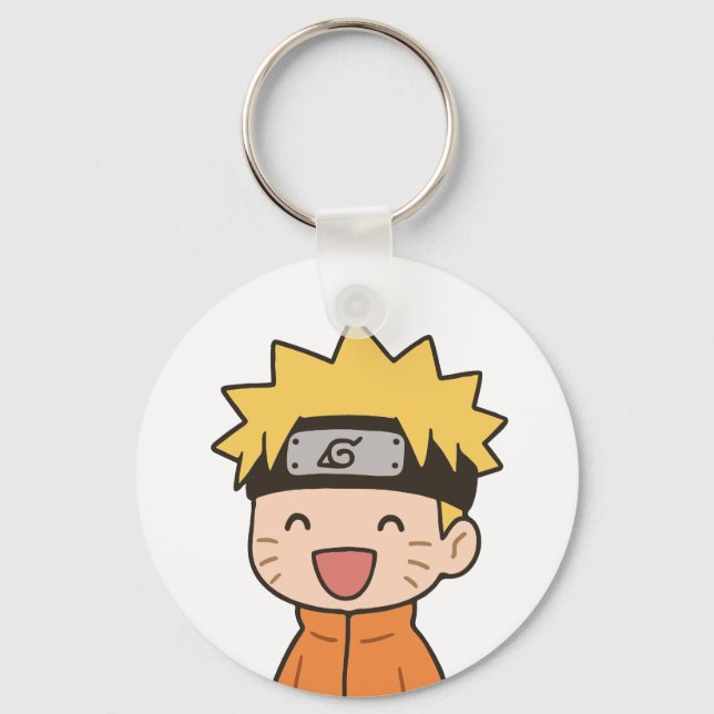 Porte-clés rond Chibi Ninja Mignon - Style Anime K (Recto)