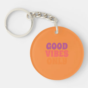 Porte-clés rond citation positive tendance orange