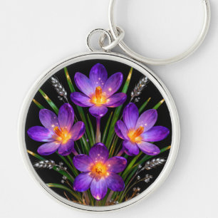 Porte-clés rond Crocus Violet