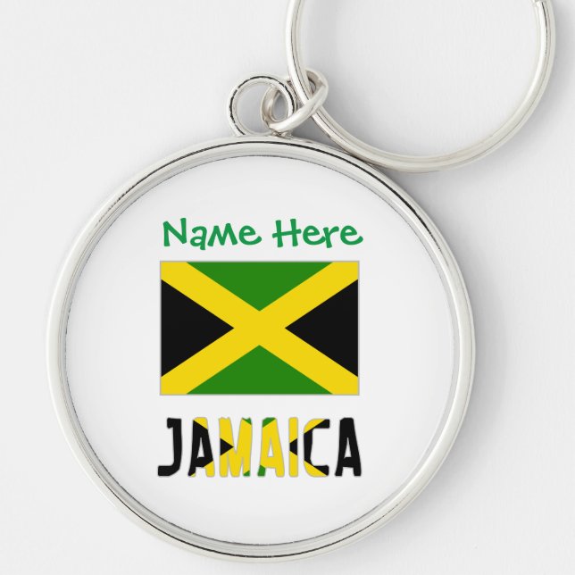 Porte-clés Rond de personnalisation vert drapeau jamaïcain (Devant)