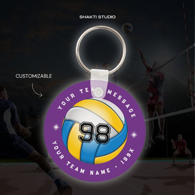Porte-clés rond Équipe de sport de volley-ball vio (Créateur téléchargé)
