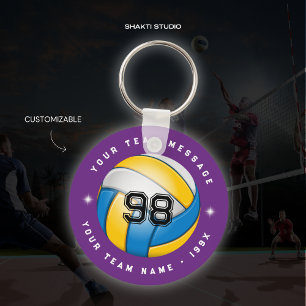 Porte-clés rond Équipe de volley-ball Violet