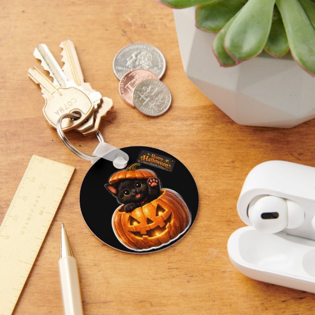 Porte-clés rond fantaisiste joyeux Halloween (Bureau)