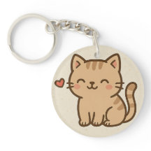 Porte-clés rond mignon chat de dessin animé – Conc
