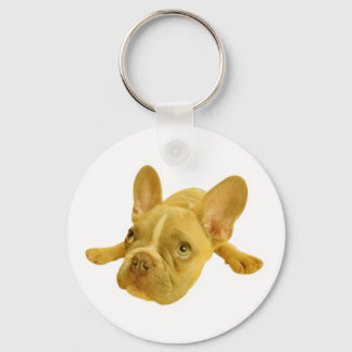 Porte-clés rond mignon chiot Bouledogue Français b