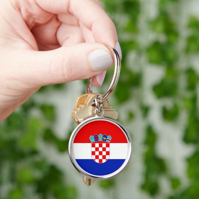 Porte-clés rond patriotique Drapeau de Croatie (main)
