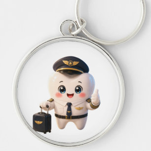 Porte-clés rond Pilote Dent Mignon   Cadeau Dentai