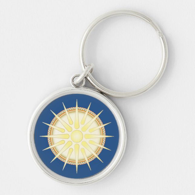 Porte-clés rond premium Vergina Sun (Devant)