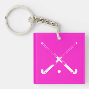 Porte-clés Rose acrylique de porte - clé d'hockey de champ