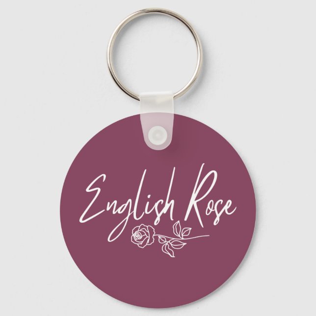 Porte-clés Rose anglaise TYPOGRAPHIE STYLE MANUSCRIT (Recto)