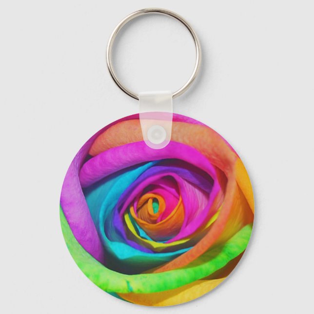 Porte-clés Rose arc-en-ciel (Recto)