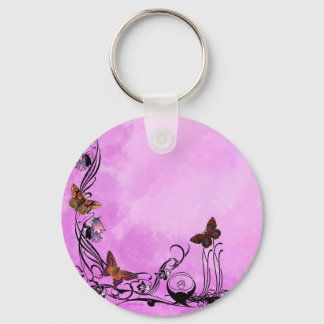 Porte-clés Rose aux papillons