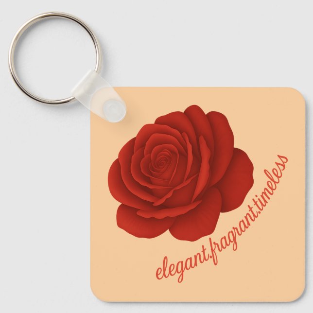 Porte-clés Rose avec votre nom (Recto)