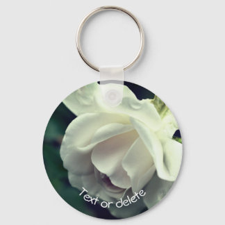 Porte-clés Rose blanche douce personnalisée