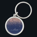 Porte-clés Rose bleu marine Gold Blush Pink Parties scintilla<br><div class="desc">Rose Gold - Blush Pink et Navy Blue Sparkle Parties scintillant Script Monogramme Nom Clés (Porte - clé). Cela rend le cadeau parfait pour 16 ans,  mariage,  douche nuptiale,  anniversaire,  baby shower ou bachelorette pour quelqu'un qui aime le luxe glam et les styles chic.</div>